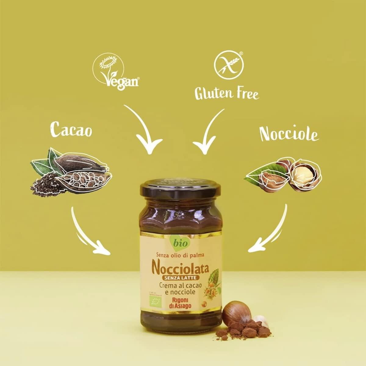 Rigoni di Asiago Nocciolata Organic Hazelnut Spread, Dairy Free, 9.52 Oz ( 6 Count)