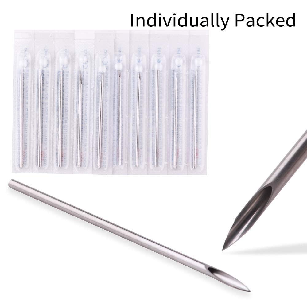 NeedleWalk 50Pcs Hollow 6G Body Piercing Needles Kit for Ear, Nose, Lip