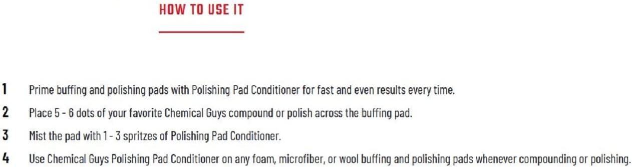 Chemical Guys BUF_301_16 16 oz. Polishing and Buffing Pad Conditioner