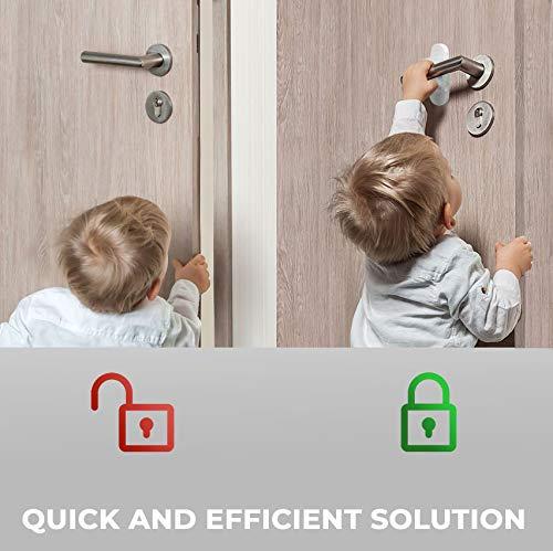 Door Lever Lock (3 Pack +Gift) Child Door Locks for Kids Safety - Lever Door  Handle Child Locks for Door - Child Proof Locks for Doors - Child Proof Door  Lock (White Transparent)