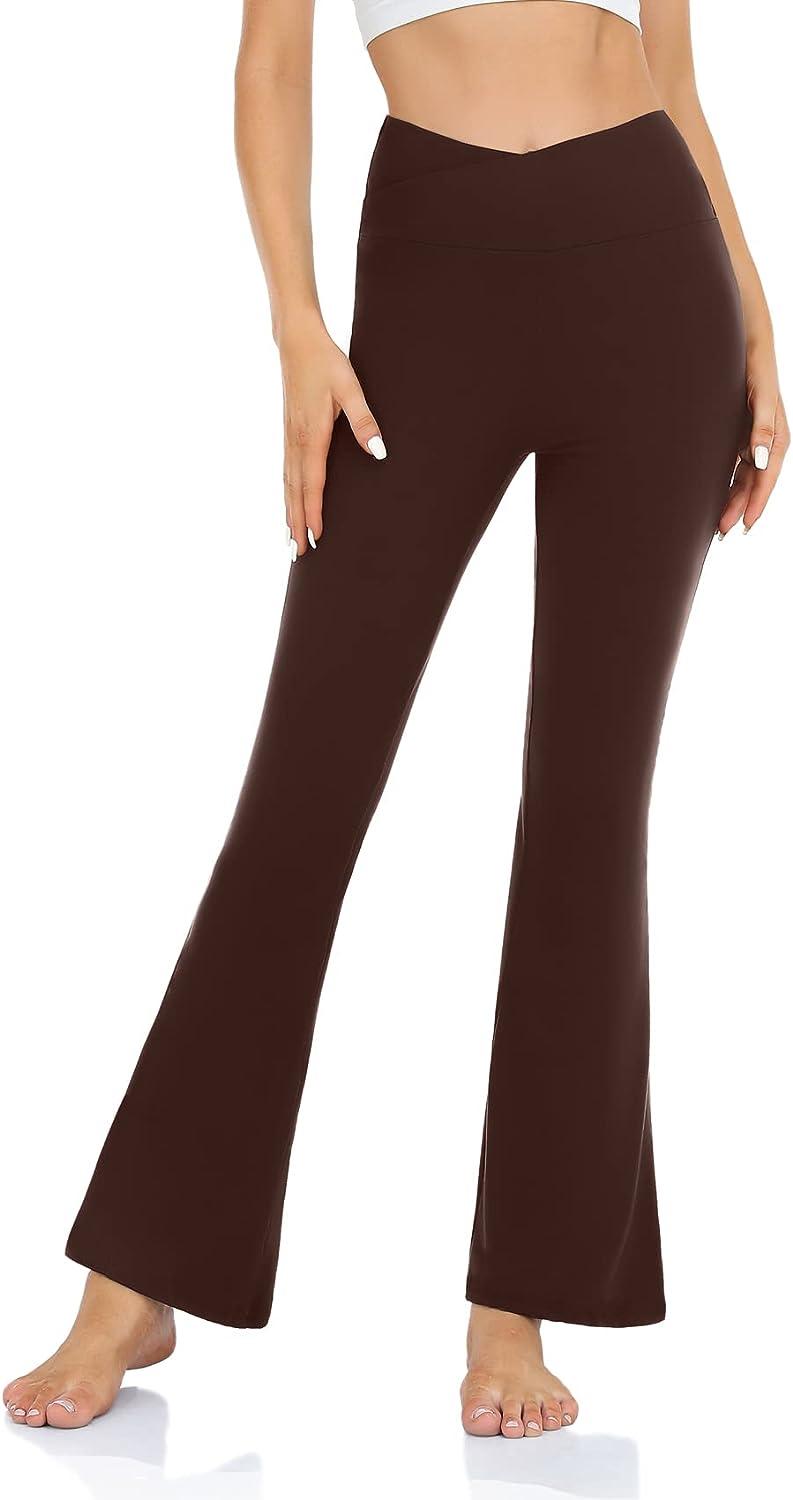 Womens Bootcut Yoga Pants - Flare Leggings for Women High Waisted Crossover  Workout Lounge Bell Bottom Jazz Dress Pants Small 1 Brown