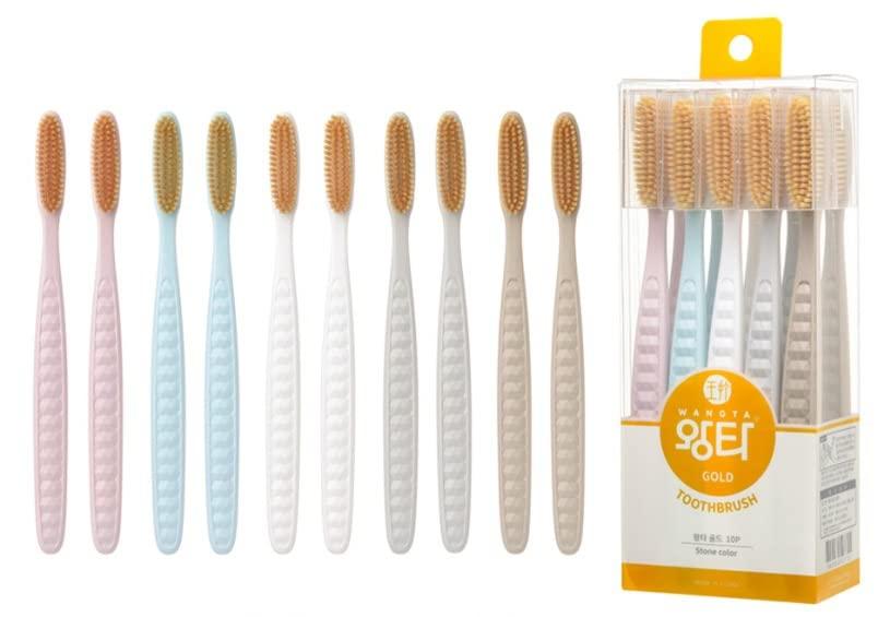 Samjung Wangta Soft Toothbrush 10 Pack (Gold) Best Manual Toothbrush
