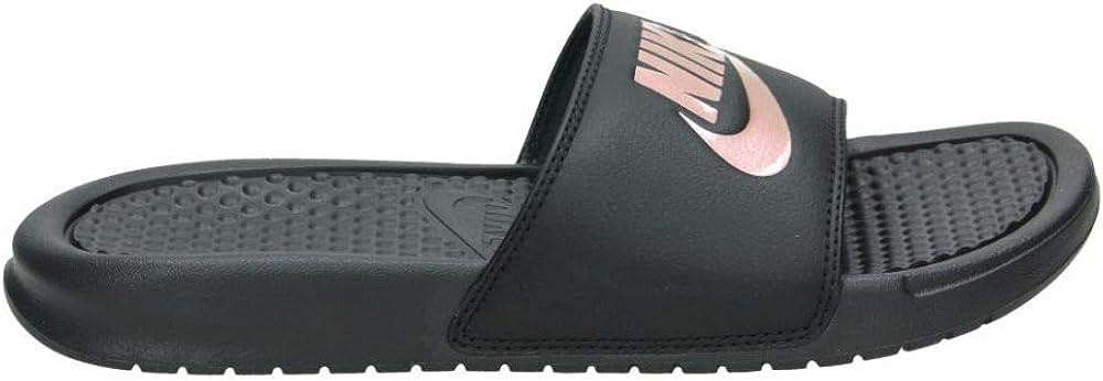 Nike Women s Benassi Just Do It Sandal 8 Black Rose Gold