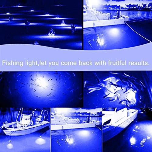 RTNLIT 16W Underwater Fishing Light, DC 12-48V LED Submersible Fish Finder  Light, Night Ice Fishing Attracting Light, with 5M Power Cord and Battery  Clip Blue