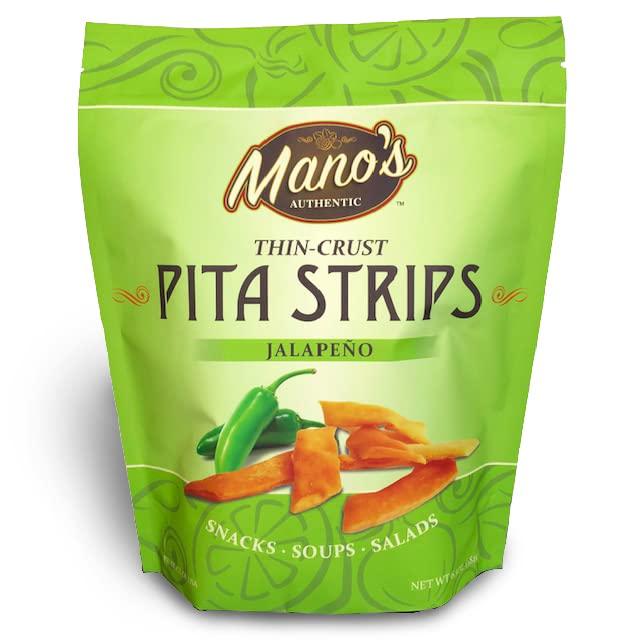 Manos Authentic Pita Chip Strips Healthy, Thin, Snackable, Bite Sized