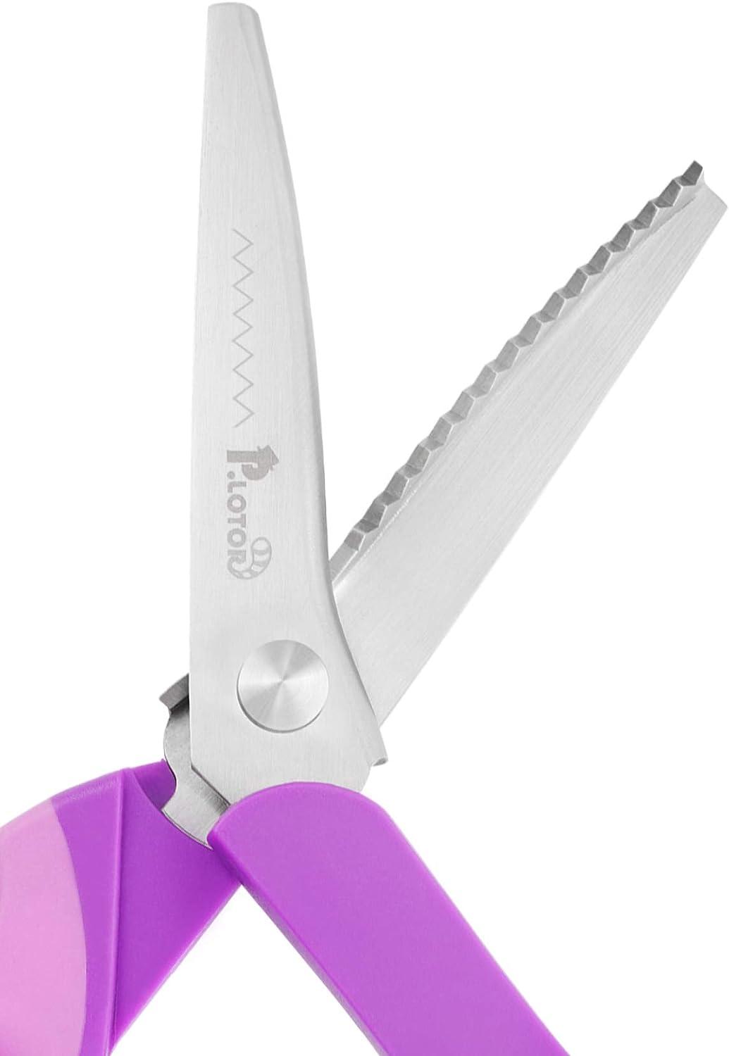 JYTUUL 9.25 Inch Pinking Shears Sharp Stainless Steel Zig Zag Scissors for  Fabric Paper Leather Comfort Grip Handled Professional Fabric Craft Sewing  Dressmaking Scissors (Serrated Purple)