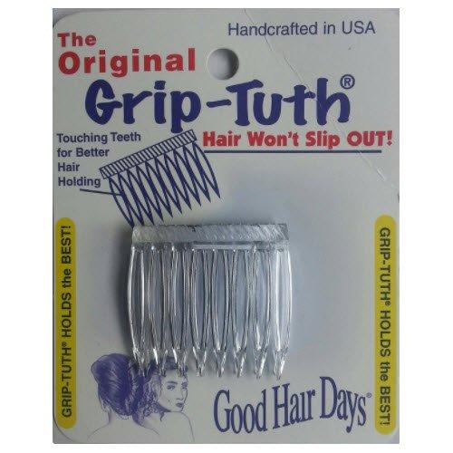 Good Hair Days Grip Tuth Hair Combs 40072 Set of 2, Clear 1 1/2