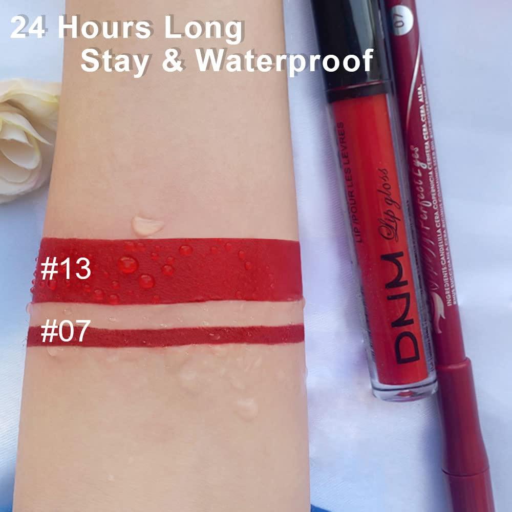 2Pcs Matte Ruby Red Lip Liner and Lipstick Makeup Set, DNM Matte Liquid