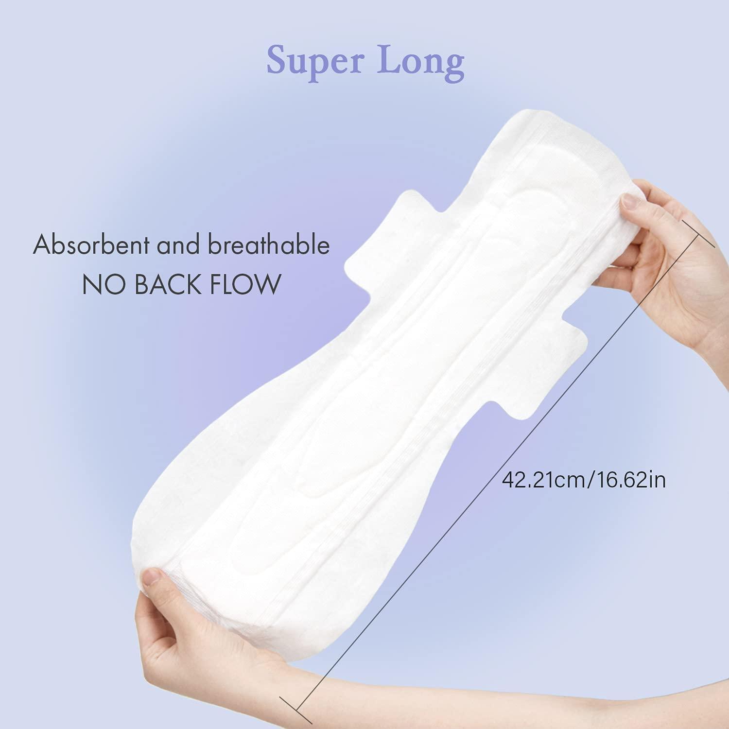 Livlit Super Long Overnight Pads Sanitary Pads, 100% Organic Cotton from  Texas, Heavy Absorbency, Powerful Leak Protection, Unscented, Extra Long  Length Pads for Women (12 Count) Super Long(12 counts)