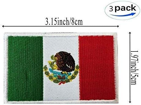 US / Mexico Flag Embroidered Patch Black / White 