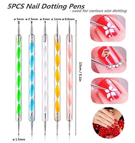 5pcs Nail Art Dotting Pen Crystal Marbleizing Tool Kit Set Manicure  Painting Double Side – artoye