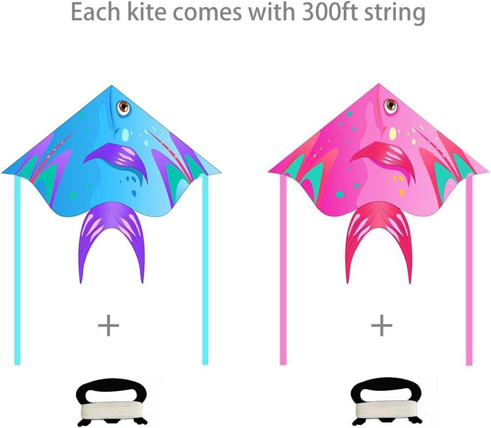 XENTUMI Fish Kite 2 Pack with String Kites for Kids & Adults Easy