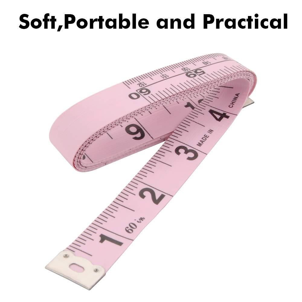 Edtape 2PCS Measuring Tape for Body,Soft Tape Measure for Body Sewing  Fabric Tailor Cloth Craft Measurement Tape,72 Inch/1.8M Pink Keychain  Retractable Dual Sided Measure Tape Set
