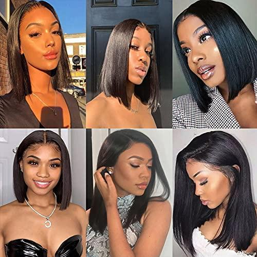 Ainmeys Hair 12inch Short Bob Wigs 13x4 Lace Front Wigs Human Hair Straight  Bob Wigs Brazilian Virgin Straight Bob Human Hair Wigs For Black Women  Bleached Knots Pre Plucked with baby hair(12inch)
