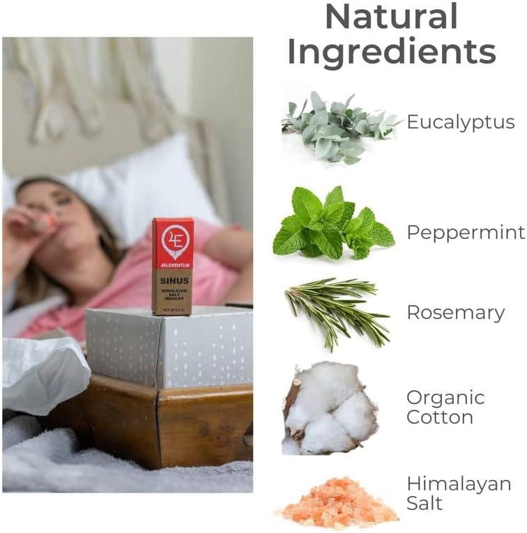 4Elementum Sinus Natural Himalayan Salt Nasal Inhaler Infused with