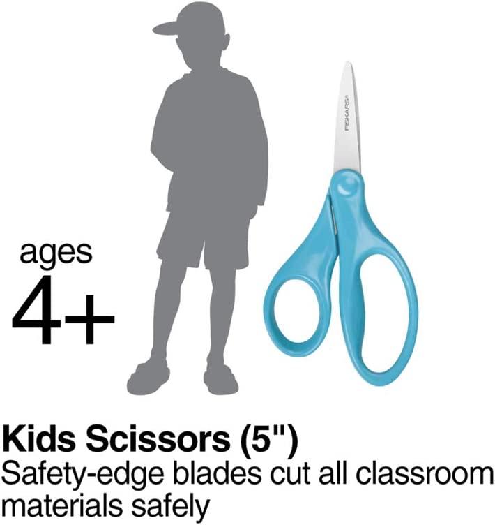 Fiskars Safety-Edge Pointed-tip Kids Scissors - 5 inches - Blue - Includes  Blade Cover