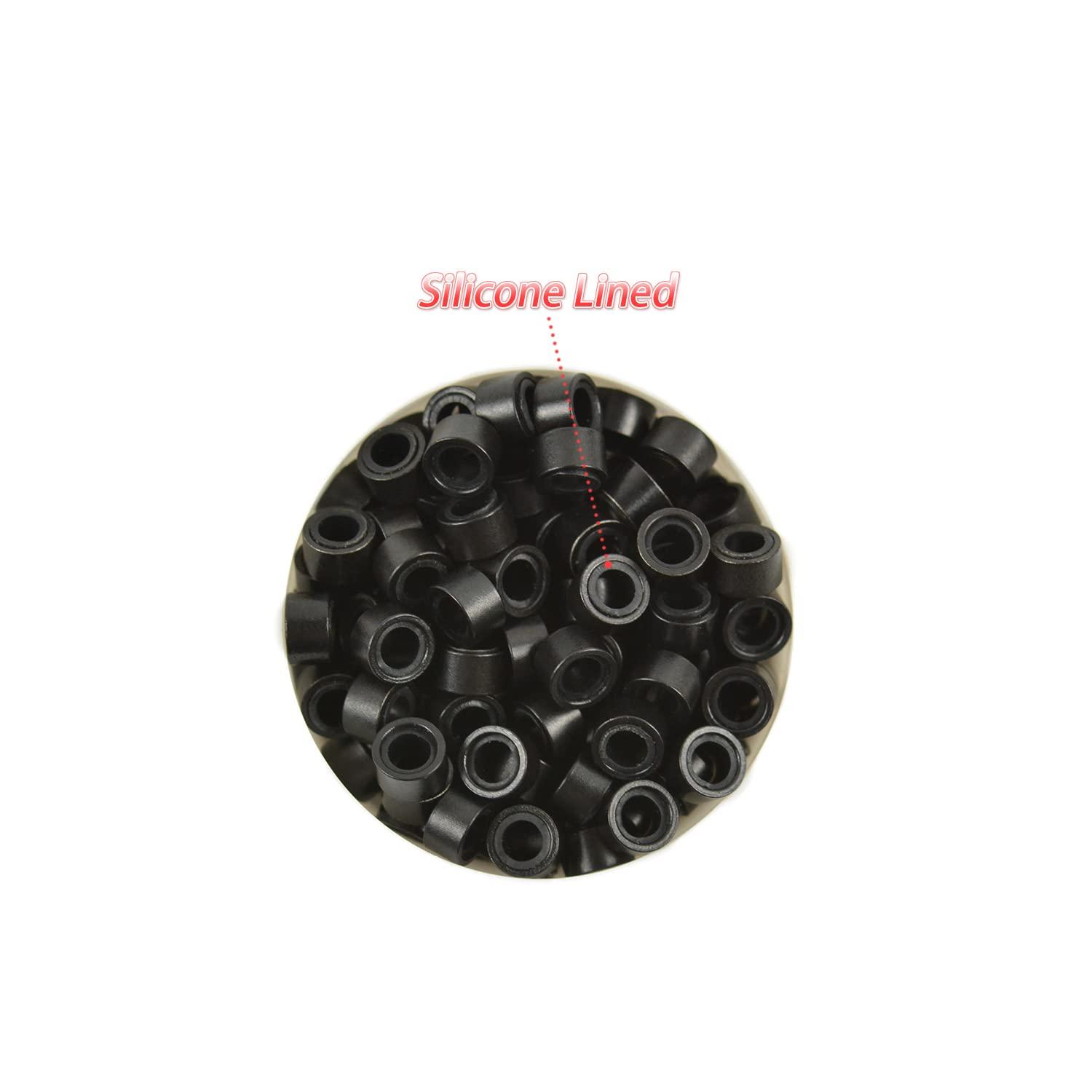 1000 Pcs Silicone Lined Micro Rings Links Beads 5mm Lined Beads for Hair  Extensions Tool (Black+Dark Brown+Brown+Dark Blonde+Blonde)