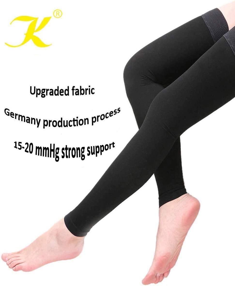 KEKING Footless Thigh High Compression Stockings 1520mmHg Black