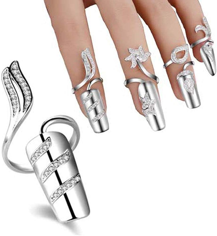  Women Finger Tip Nail Rings - Adjustable Opening Nail