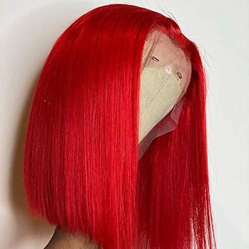Red Bob Wigs Brazilian Human Hair 10 Inch Silky Straight 13x1 Lace Front  Wig Red Remy Hair Bob Wigs Middle Part 150% Density Pre Plucked with Baby  Hair Brazilian Virgin Hair Red