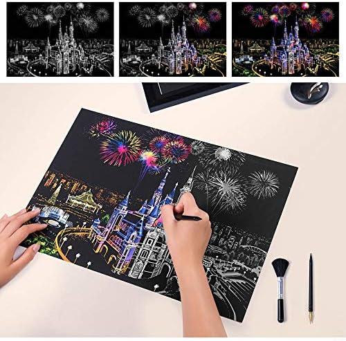 Scratch Art Rainbow Painting Paper, for Kids & Adults, Engraving Art Craft  Set, Scratch Painting Creative Gift, 16'' X 11.2'' With 3 Tools -   Israel