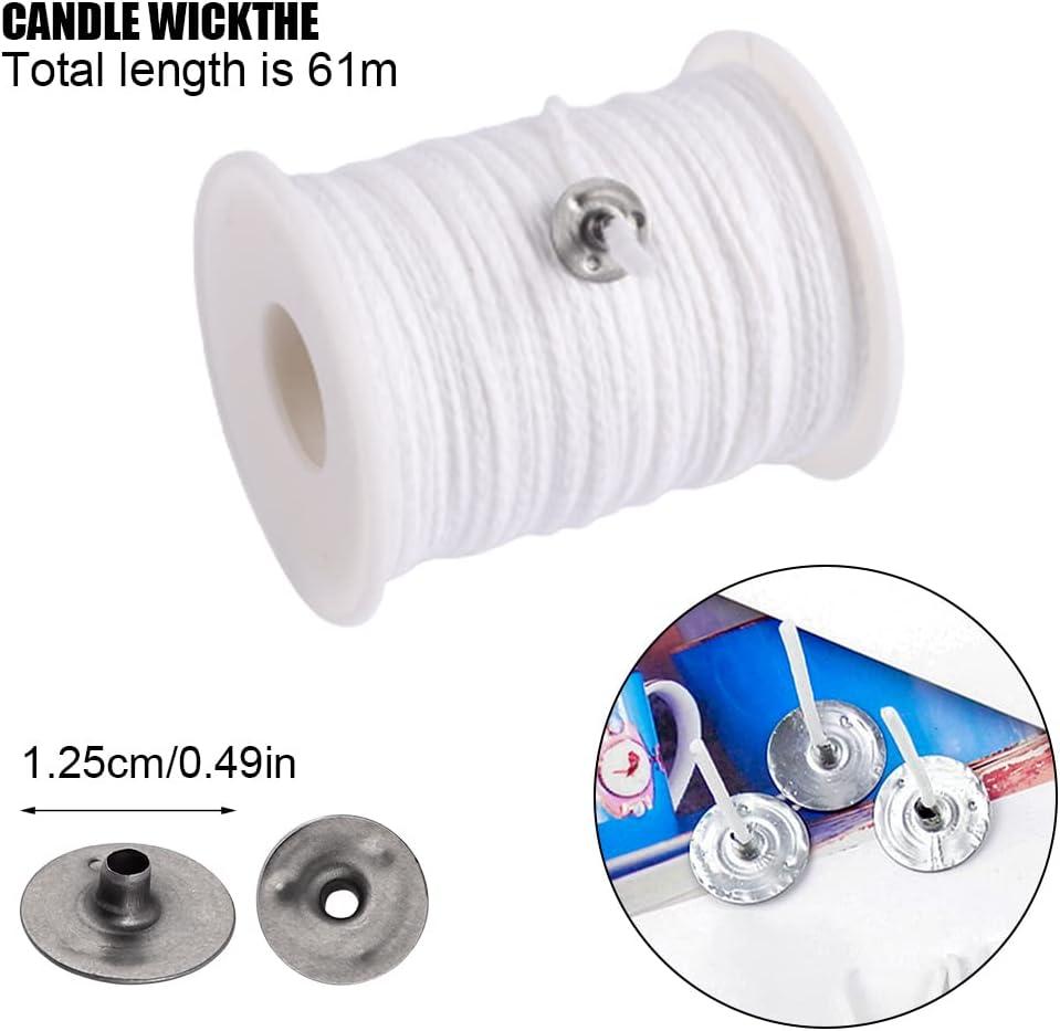 200 Feet Candle Wicks Roll, 24 PLYBraided Candle Wicks Natural Cotton  Candle Wick Core Spool and 100 Pcs Metal Candle Wick Sustainer Tabs for  Candle DIY Craft Candle Making Kit