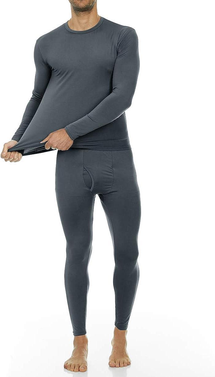 Thermajohn Men's Fleece Lined Thermal Underwear Set Large Charcoal