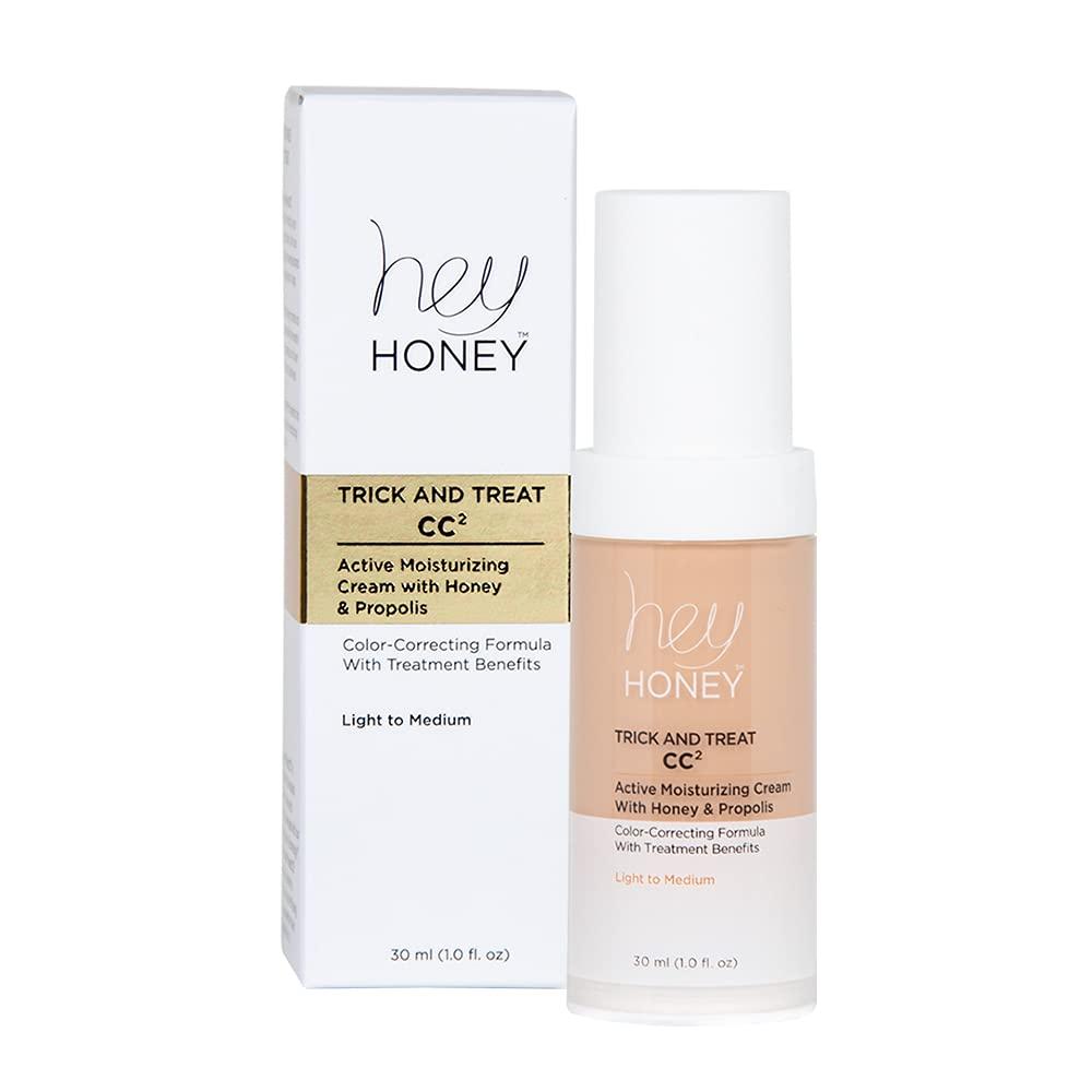 Hey Honey Trick and Treat CC² Active Moisturizing Color Correcting Cream  Light To Medium With Honey and Bee Propolis, One Step For Natural Coverage  & Active Moisturizing Benefits