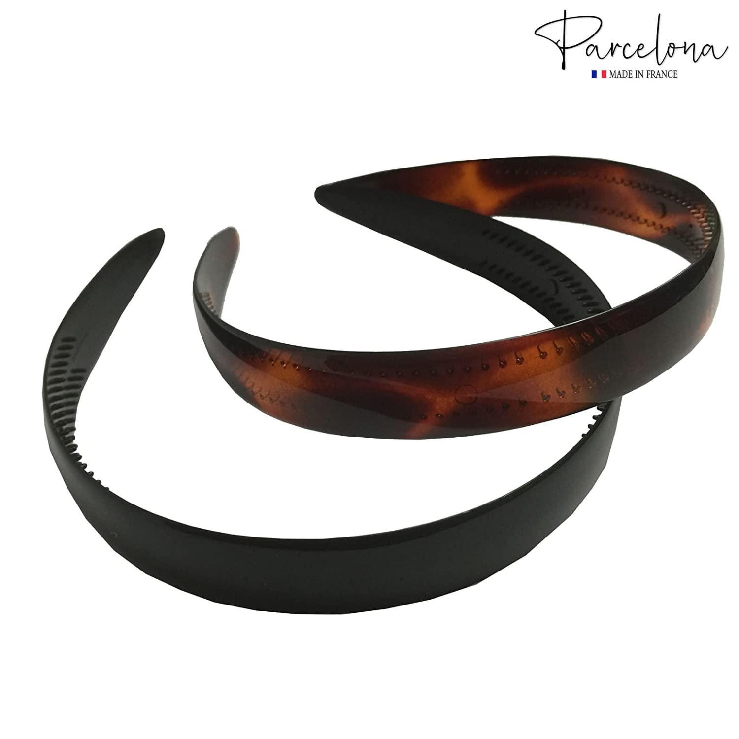 Parcelona French Swirls Fascia Per Capelli In Celluloide – Larga 4 Cm, Tartarugato, Fatta In Francia, Regalo