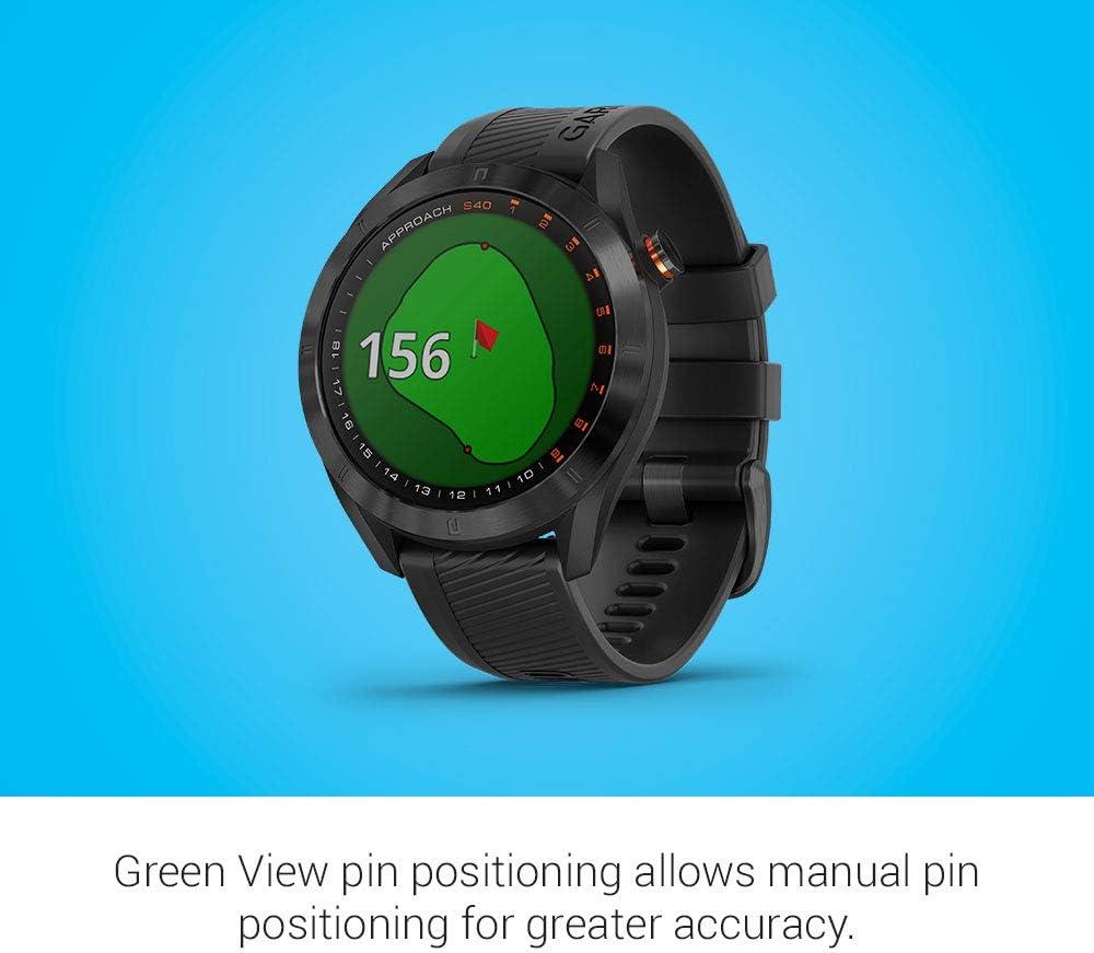 Garmin S40, Stylish GPS Golf Smartwatch, Lightweight Touchscreen Display, Black