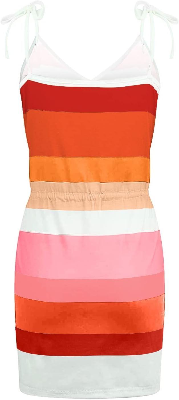 Ronony dresses women sleeveless summer spaghetti strap kneeling Beach dresses sexy short V-neck dress light leisure dress with button summer dress for