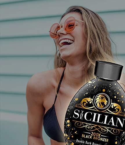 The Sicilian 200X Dark Black Bronzer Tanning Lotion BEST Tanning Lotion For Glowing Skin Self Tanner Lotion Luxurious Sunless Body Tanning Lotion Nourishes Skin
