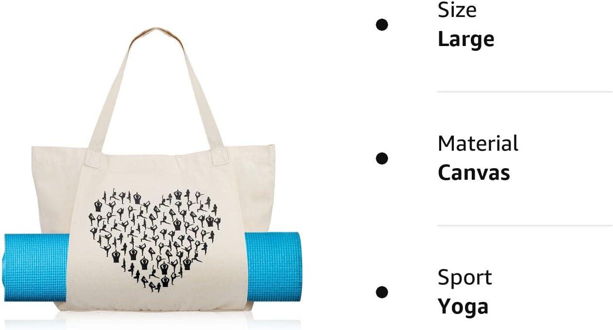 Yoga Women Canvas Tote Shoulder Bag Fashion Gym Bag with Yoga Mat