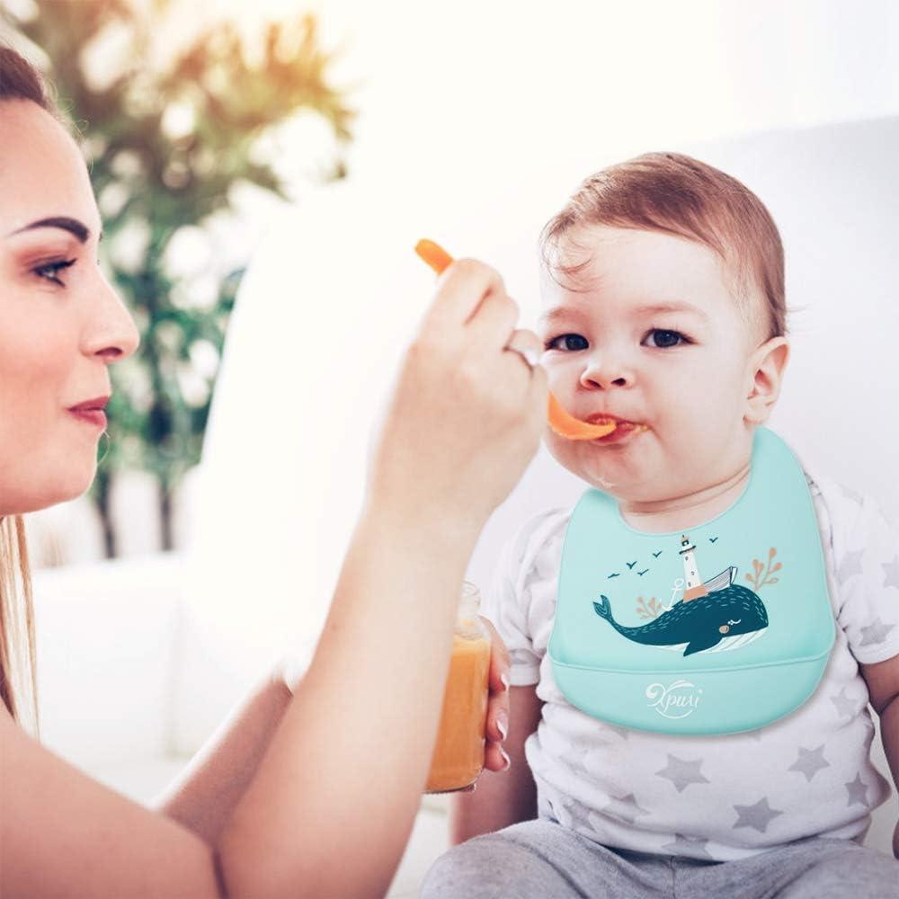 RIGHTWELL Silicone Bib 3 pcs Silicone Bibs for Babies and Toddlers