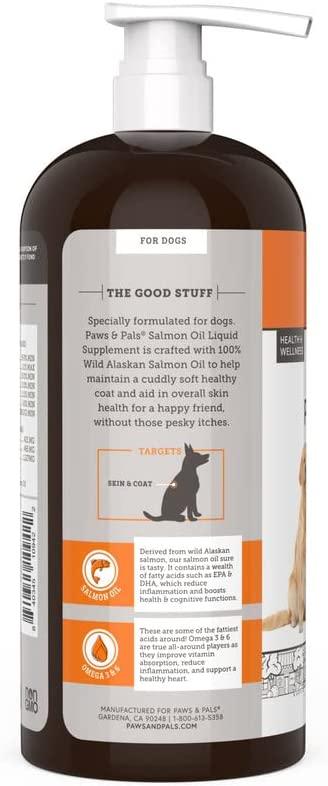 Wild Alaskan Salmon Oil for Dogs & Cats - Omega 3 Skin & Coat Support -  Liquid Food Supplement for Pets - Natural EPA + DHA Fatty Acids for Joint