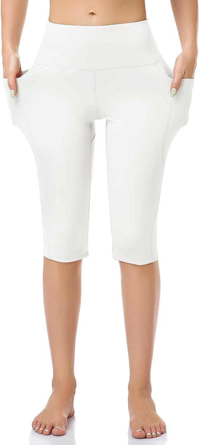 RIMLESS 7 Capri Pants for Women High Waisted Capri Leggings with Pockets  Workout Yoga Pants White XX-Large