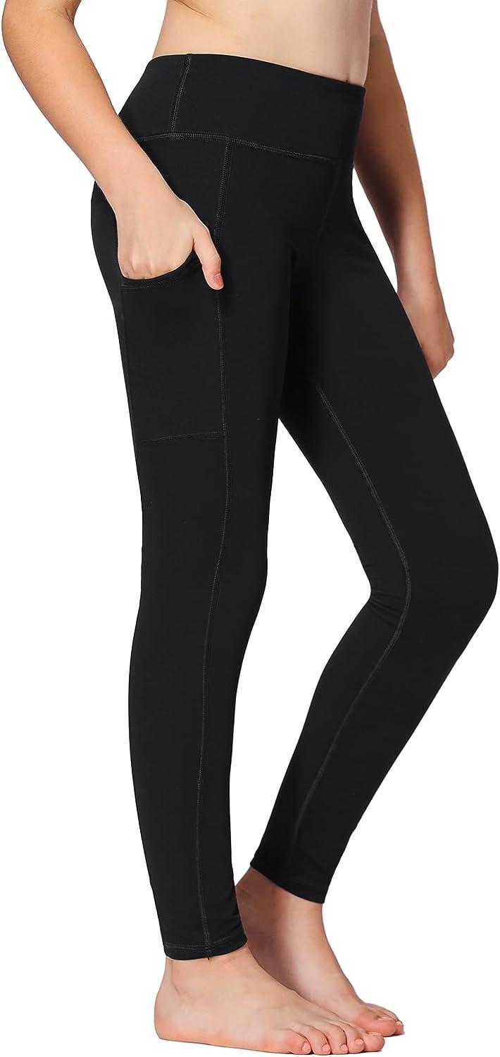 Stelle Girls' Athletic Leggings Kids Dance Running Yoga Pants Workout  Active Dance Tights with Pockets 8-10 Years Black (2 Side Pocket)