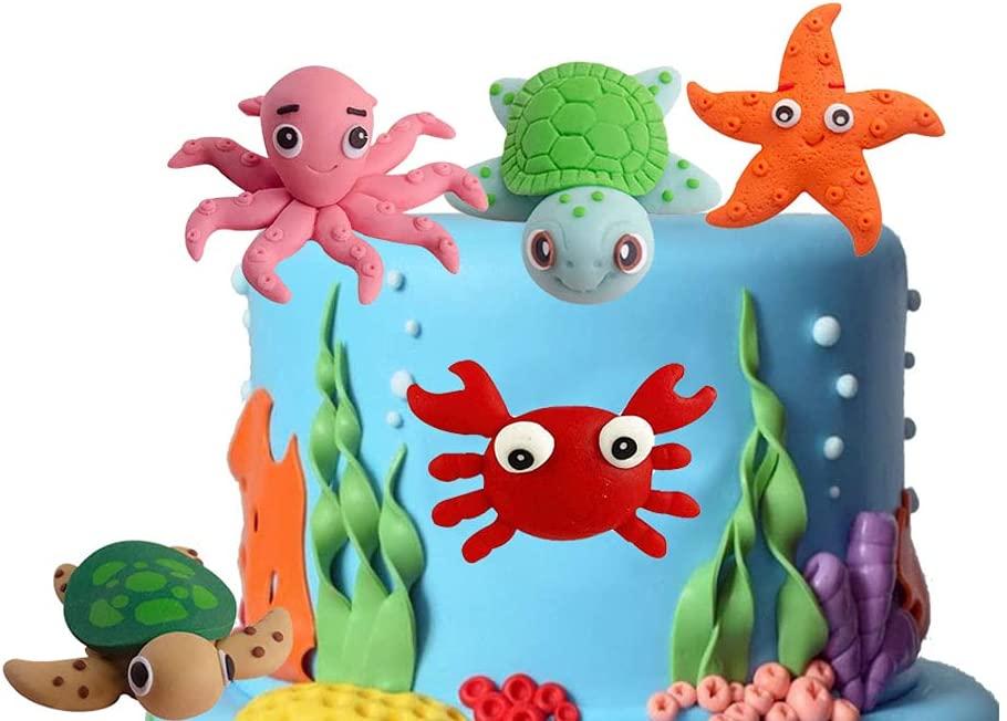 Sea Cake Toppers Set Under the Sea Birthday Decorations for Kids