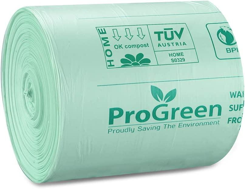 ProGreen 100 Compostable Bags 6 Gallon, Extra Thick 0.87 Mil, 30 Count