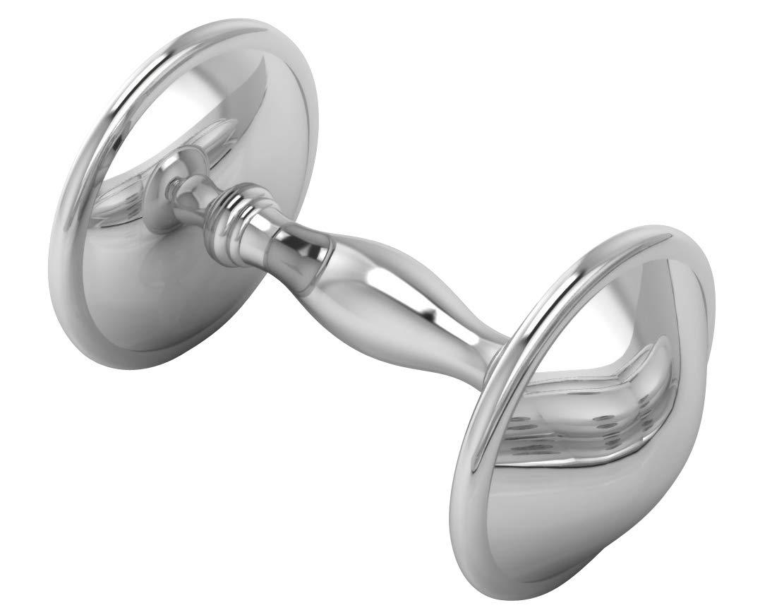 Miza Sterling Plain Dumbbell Silver Baby Rattle