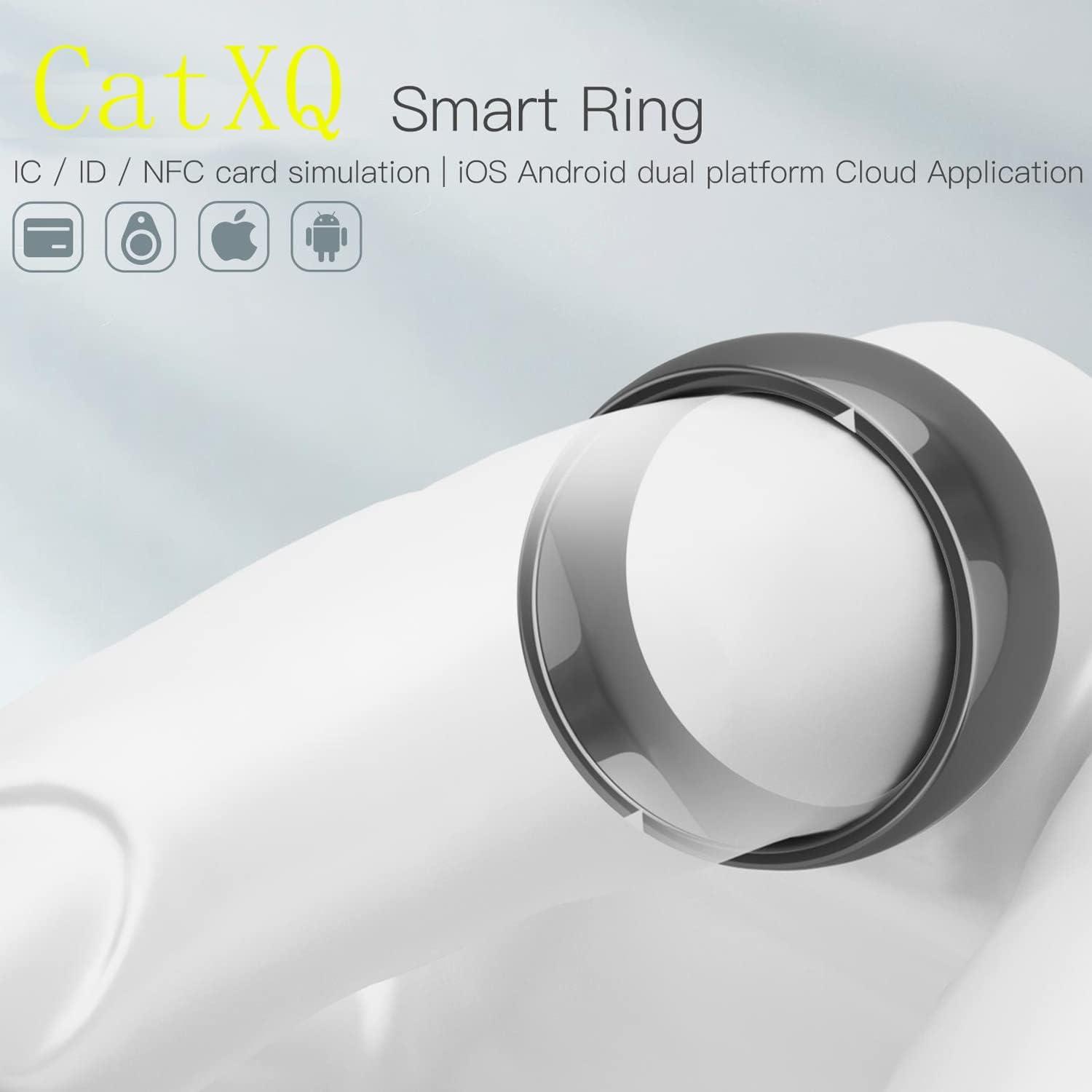 CatXQ Smart Ring Compatible with iOS Android,2 NFC Safe Quick Trigger  Instruction (Phone/Location/SOS),Support Simulation of 4 ID/IC Smart  Cards,Waterproof,Ceramic Ring for Men Women (Size:11) No.11 Black