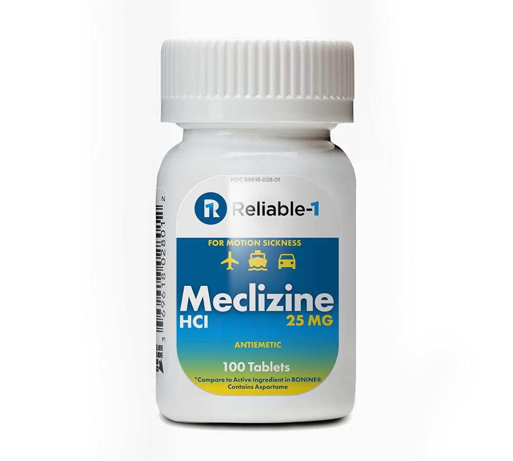 RELIABLE 1 LABORATORIES Meclizine HCL 25mg 100 Tablets Motion