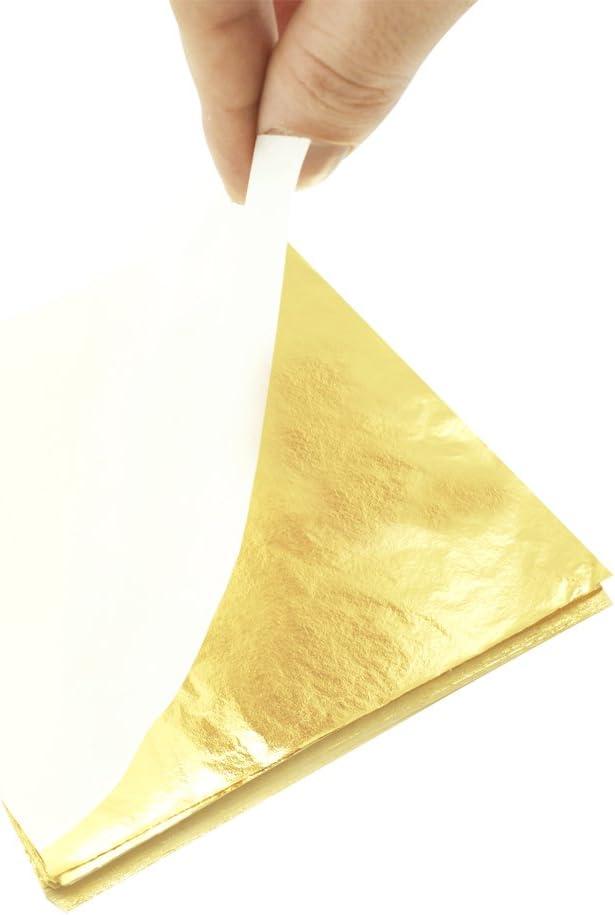Gigules 100 Sheets Imitation Gold Leaf 5.5 x 5.5 inches Gold Foil Paper for  Arts Painting Gilding Crafting Decoration