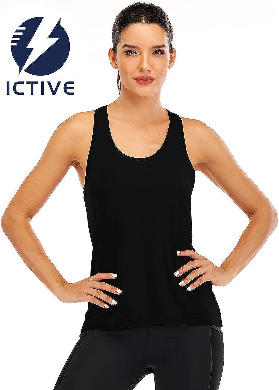 ICTIVE Womens Cross Backless Workout Tops for Women Racerback Tank Tops  Open Back Running Tank Tops Muscle Tank Yoga Shirts Medium Black