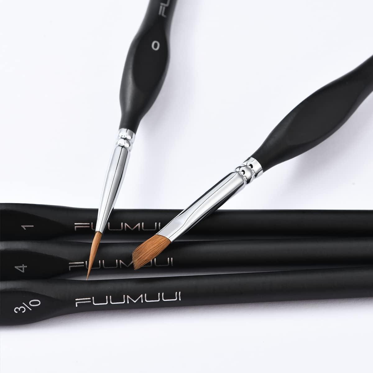 Kolinsky Sable Brush for Miniatures, Fuumuui 5pcs Fine Tip & Angle