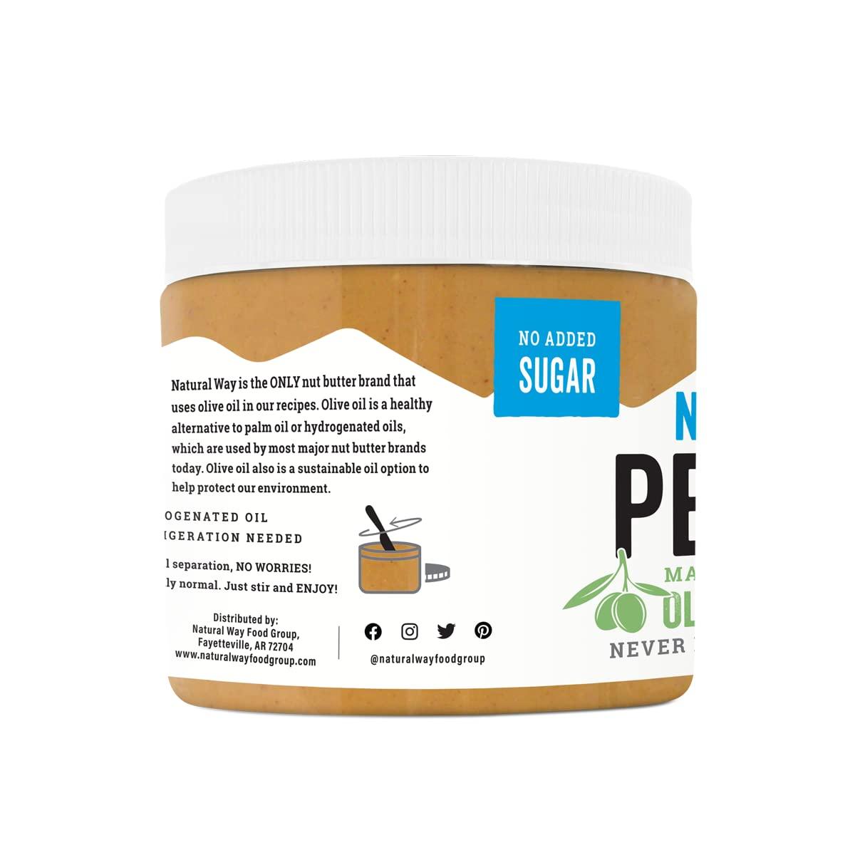 Natural Way Peanut Butter, Original, (1) 16 Ounce Jar Made with Olive
