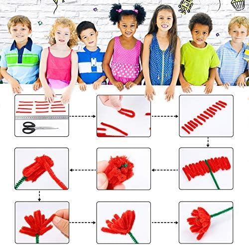 Caydo 400 Pieces Red Pipe Cleaners Craft Supplies Flexible Chenille Stems  For Kids For DIY Creative Crafts Project Decoration