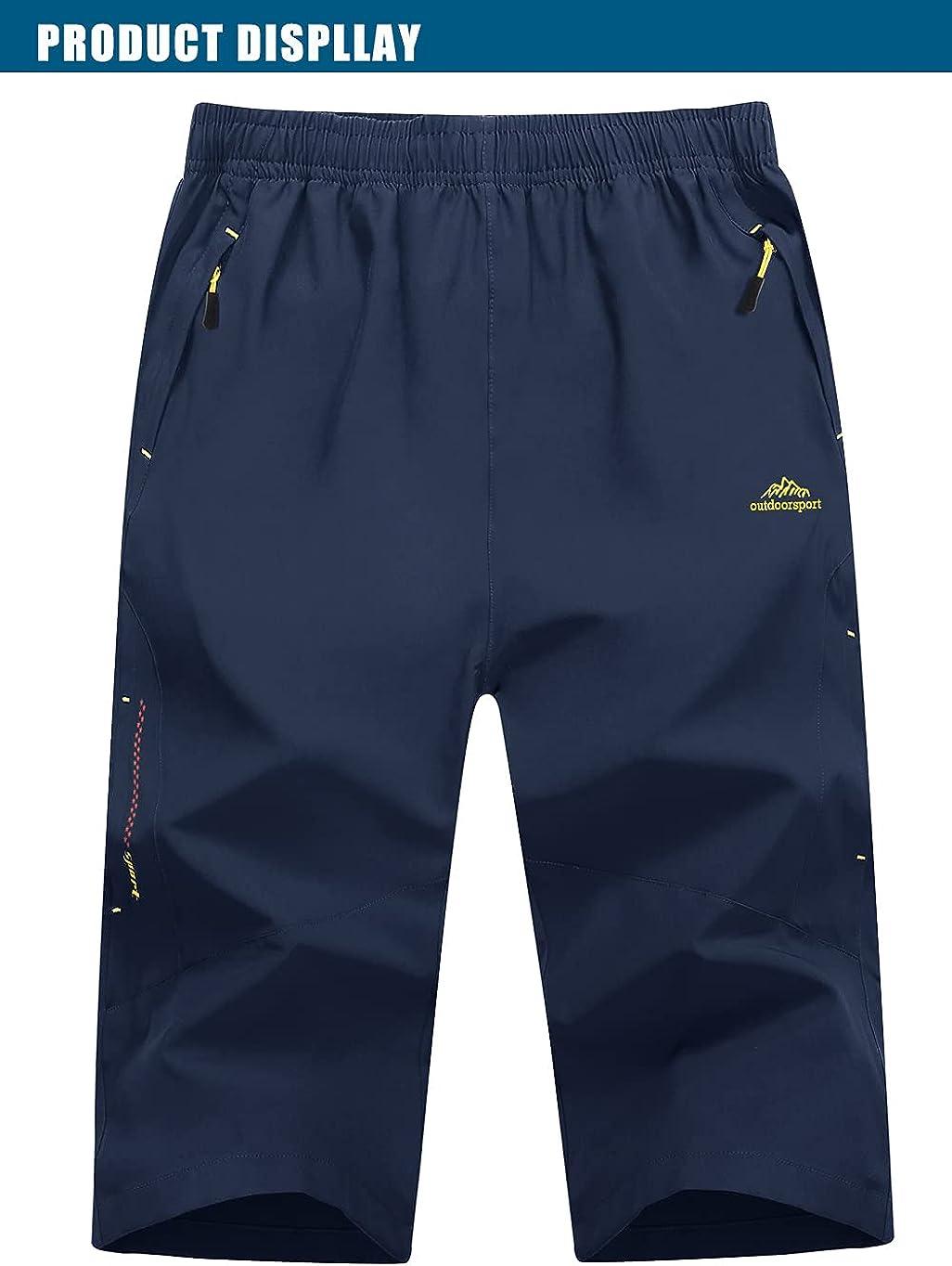 TACVASEN Heren Korte Cargo Broek 100% Katoen 3/4 Bermuda Shorts Outdoor Casual Capri met Zakken, Donkergrijs