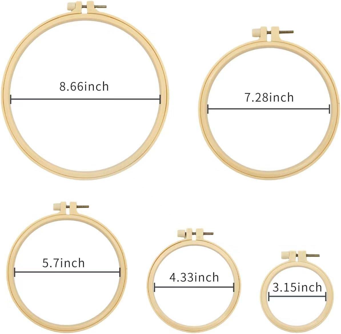 VITKSTAR Embroidery Hoop 5pieces 3 inch to 8 inch Plastic Embroidery Hoop  Set Circle Cross Stitch Hoop for Embroidery and Cross Stitch (Multicolour)  (Multicolour) (Light Yellow)