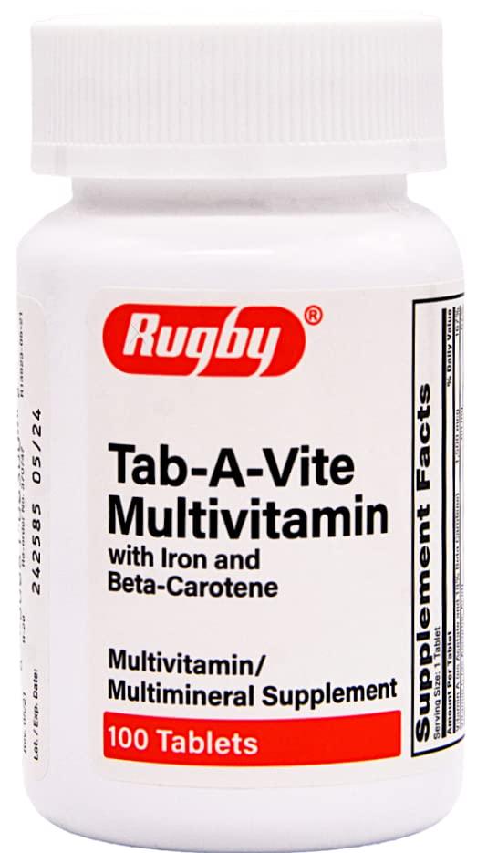 Rugby TabAVite Multivitamin with Iron and BetaCarotene Multivitamin/Mineral Supplement 100